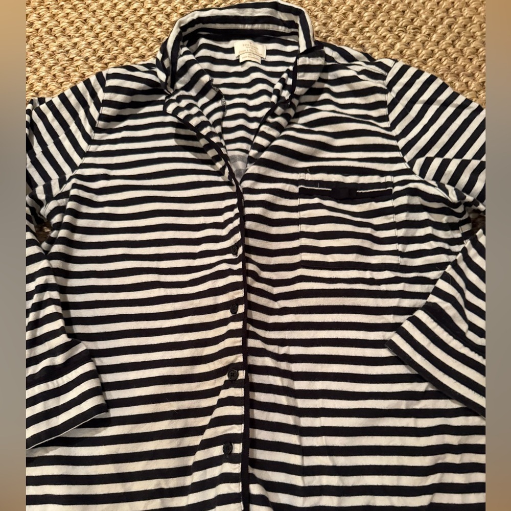 Kate Spade New York Black and White Stripe Pajama top women’s size large - Picture 5 of 9